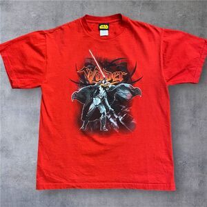 Star Wars Vintage Y2K Darth Vader Graphic T-Shirt Red Black Kids Size XL